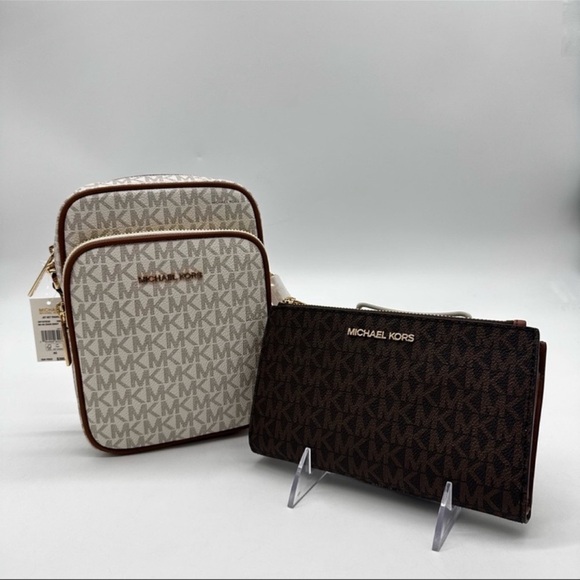 Michael Kors Medium NS Chain Xbody Bag & Double Zip Wallet Wristlet - Picture 1 of 14